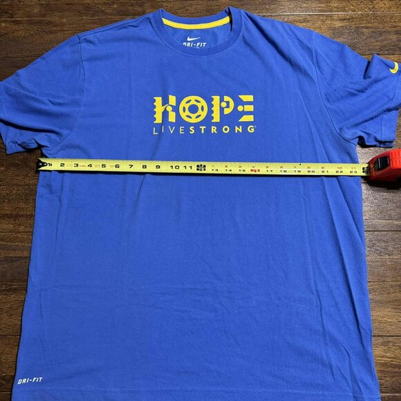Vintage NIKE Dri-fit HOPE Livestrong Men’s XL T-shirt Blue Yellow *RARE - Picture 12 of 13